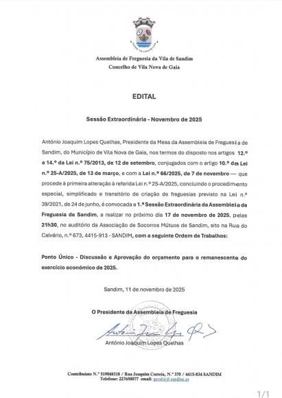 Sess&atilde;o Extraordin&aacute;ria - Novembro 2025 