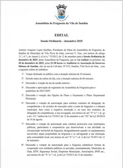 Sess&atilde;o Ordin&aacute;ria - Dezembro 2025